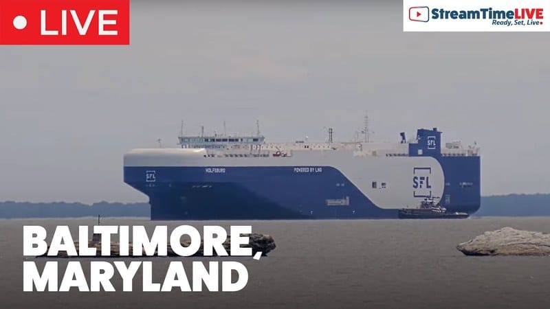 Live camera view of Baltimore Shipping Channel