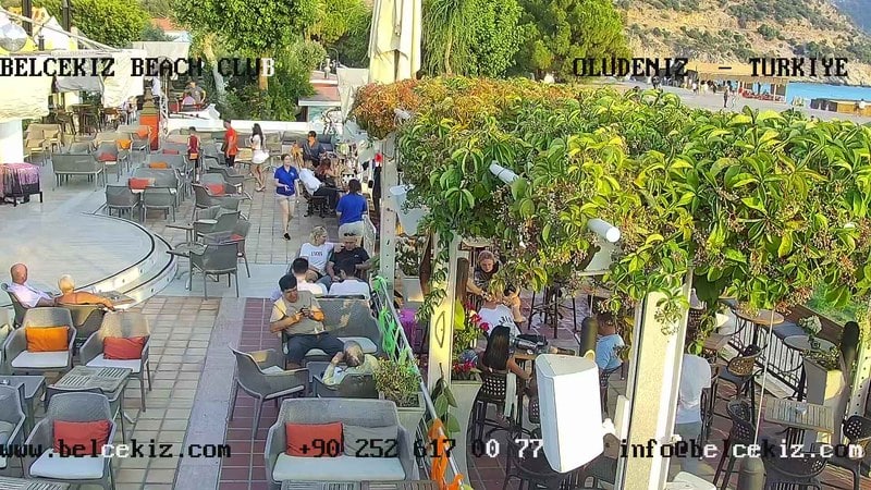 Live view over Belcekiz Beach Club at Oludeniz on the Turkish coast