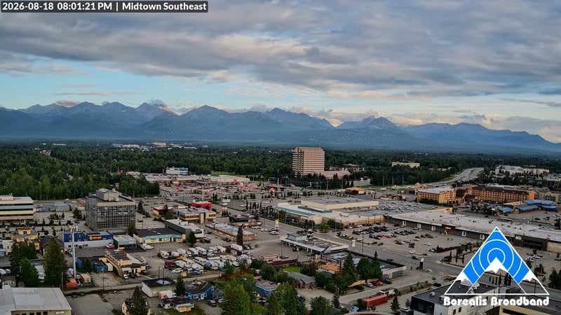 Live camera view looking south-east over Midtown Anchorage, Alaska