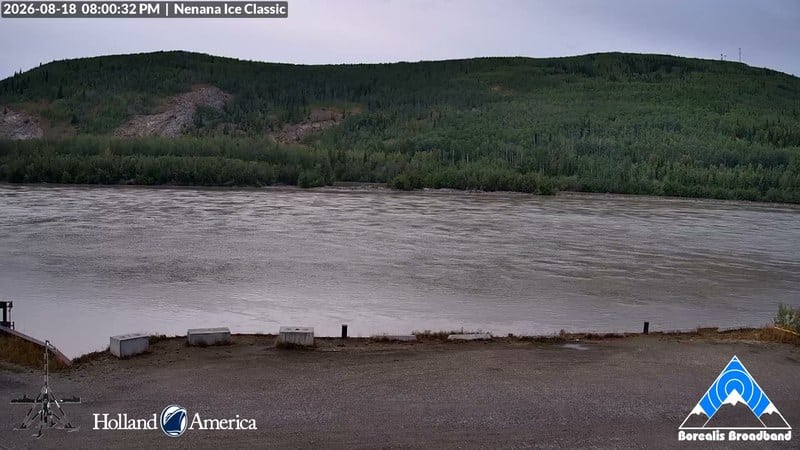 Live camera view of the Tanana River at Nenana, Alaska, home of the Nenana Ice Classic